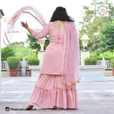 Rose Gold Sequin Crepe Sharara Set