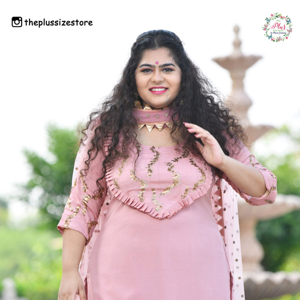 Rose Gold Sequin Crepe Sharara Set