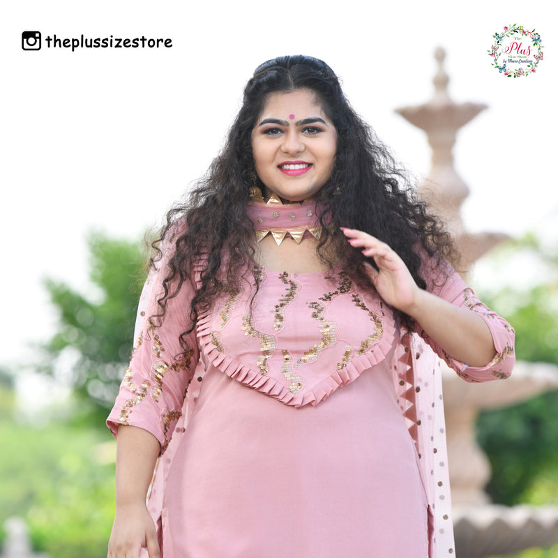Rose Gold Sequin Crepe Sharara Set