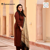 Peanut & Black Ajrakh Modal Satin Dupatta with Lagdi Patta