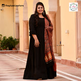 Brick & Blue Ajrakh Modal Satin Dupatta with Lagdi Patta