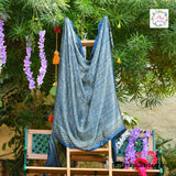 Blue & Lime Ajrakh Modal Satin Dupatta with Lagdi Patta