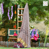 Peanut & Black Ajrakh Modal Satin Dupatta with Lagdi Patta