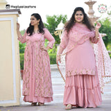 Rose Gold Sequin Crepe Sharara Set
