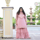 Rose Gold Sequin Crepe Sharara Set