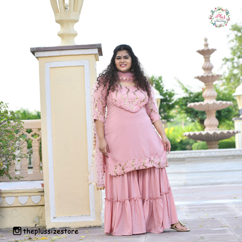 Rose Gold Sequin Crepe Sharara Set