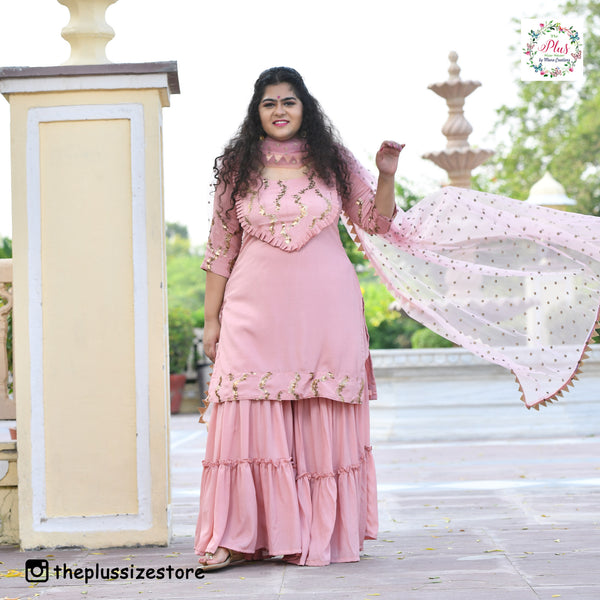 Rose Gold Sequin Crepe Sharara Set
