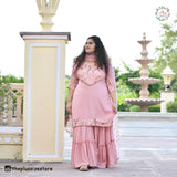 Rose Gold Sequin Crepe Sharara Set
