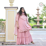 Rose Gold Sequin Crepe Sharara Set