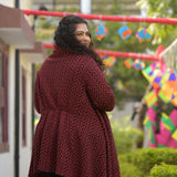 Woollen Dark Rose & Black Knitted Shrug