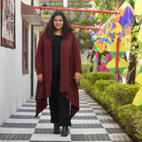 Woollen Dark Rose & Black Knitted Shrug