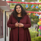 Woollen Dark Rose & Black Knitted Shrug