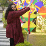 Woollen Dark Rose & Black Knitted Shrug