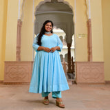 Day Sky Blue Chikan Anarkali