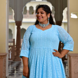Day Sky Blue Chikan Anarkali
