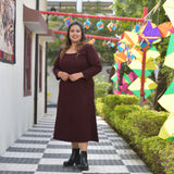 Woollen Cranberry Maroon Knitted Dress