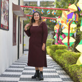 Woollen Cranberry Maroon Knitted Dress