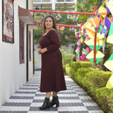 Woollen Cranberry Maroon Knitted Dress