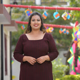 Woollen Cranberry Maroon Knitted Dress