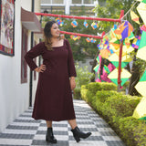 Woollen Cranberry Maroon Knitted Dress