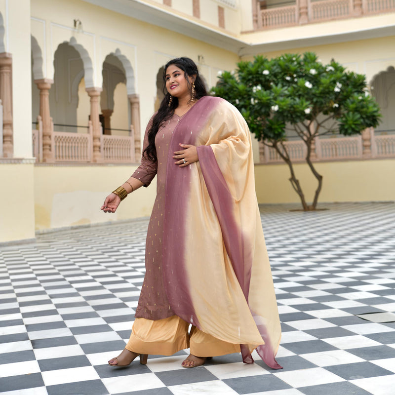 Dusky Rosegold Chinon Kurta