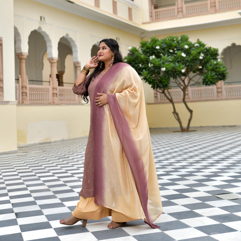 Dusky Rosegold Chinon Kurta