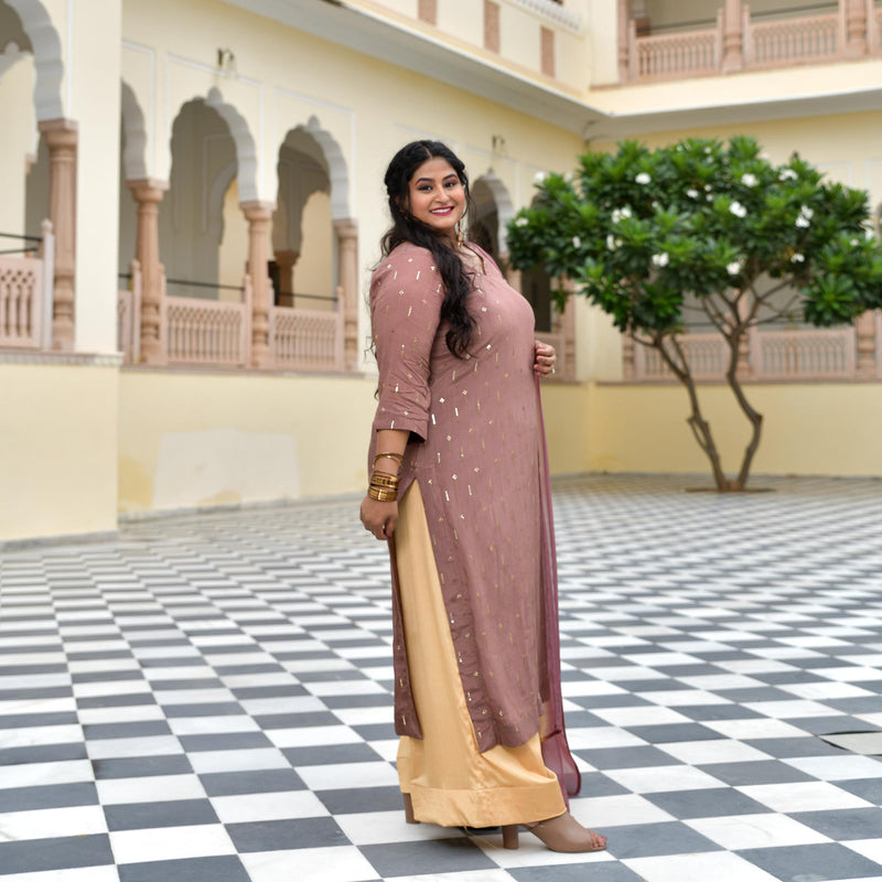 Dusky Rosegold Chinon Kurta