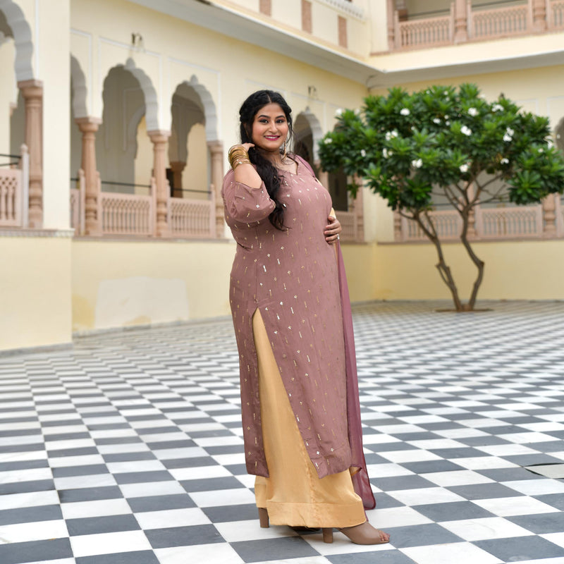 Dusky Rosegold Chinon Kurta
