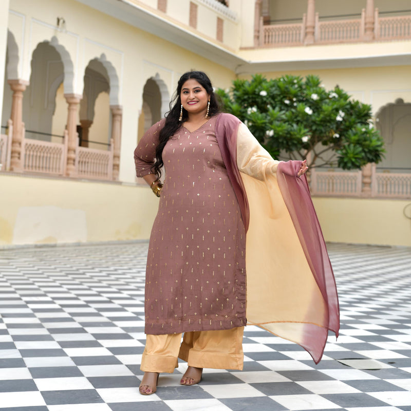 Dusky Rosegold Chinon Kurta