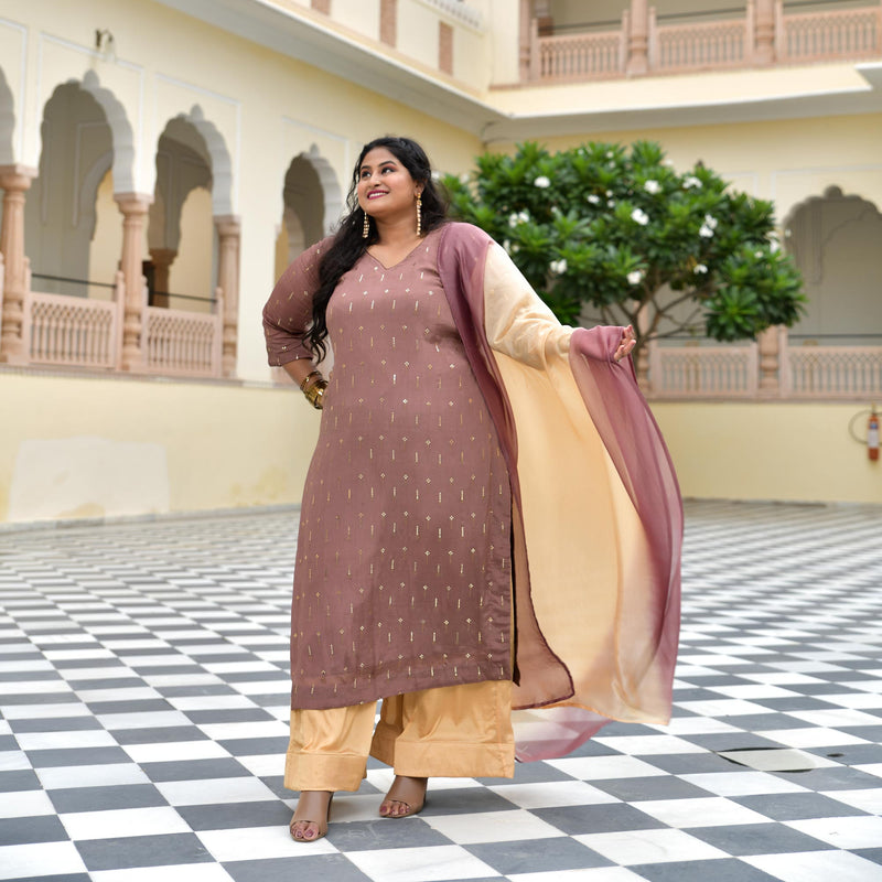 Dusky Rosegold Chinon Kurta