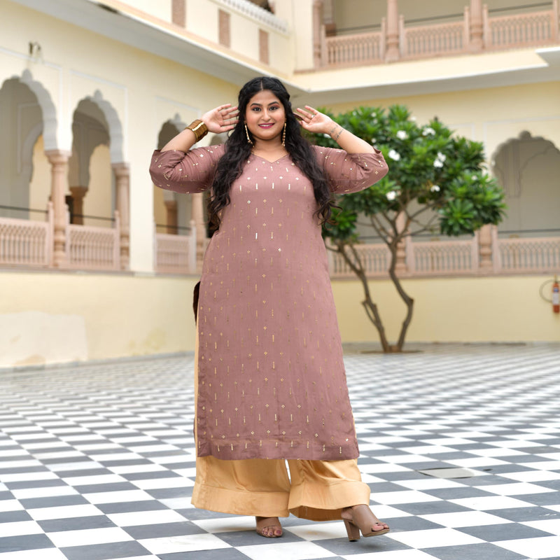 Dusky Rosegold Chinon Kurta