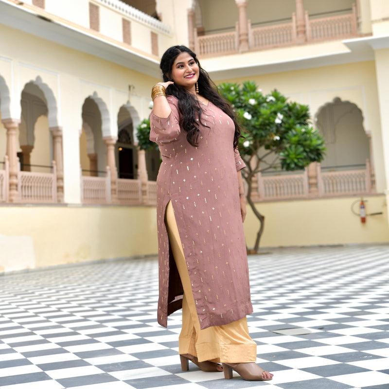 Dusky Rosegold Chinon Kurta