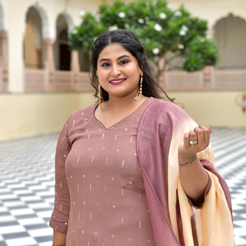 Dusky Rosegold Chinon Kurta