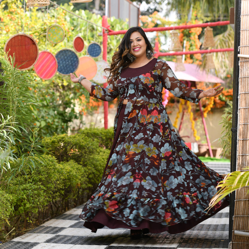 English Walnut Floral Passion Cape Set