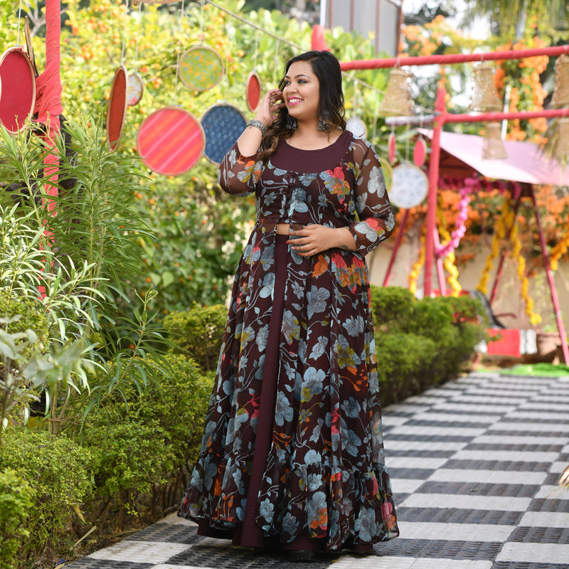 English Walnut Floral Passion Cape Set