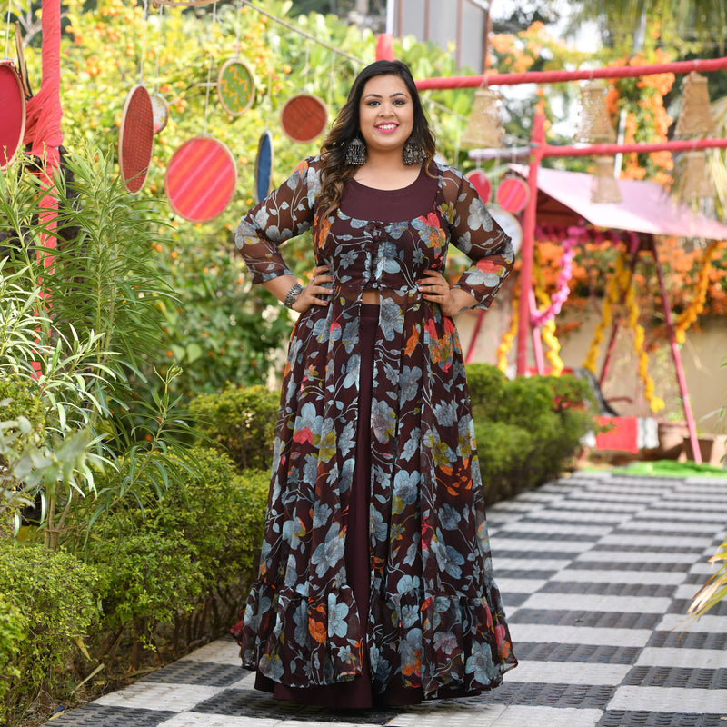 English Walnut Floral Passion Cape Set