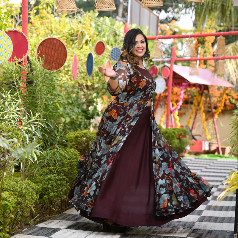 English Walnut Floral Passion Cape Set