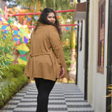 Woollen French Beige Knitted Cape with Belt