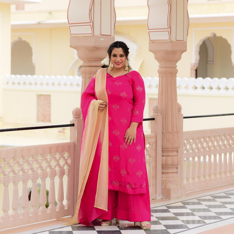 Fuchsia Pink Chinon Kurta