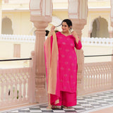Fuchsia Pink Chinon Kurta