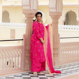 Fuchsia Pink Chinon Kurta