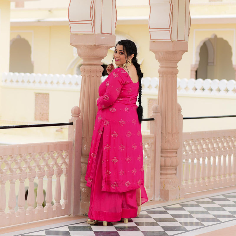 Fuchsia Pink Chinon Kurta