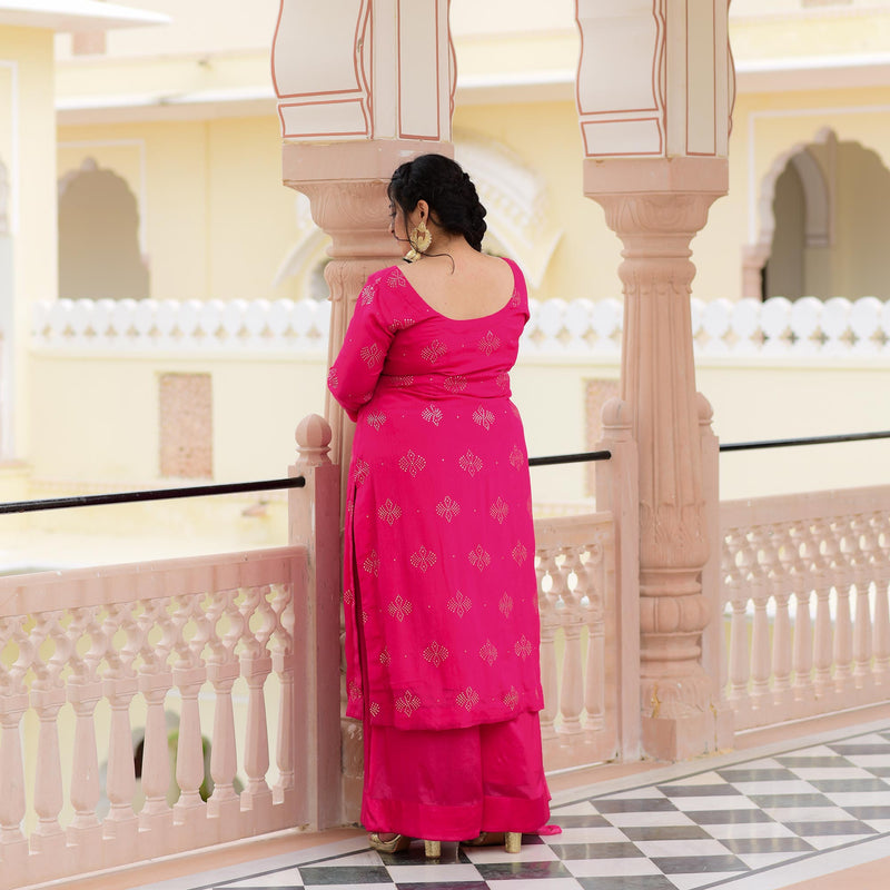 Fuchsia Pink Chinon Kurta