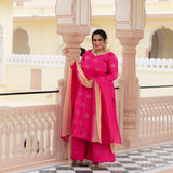 Fuchsia Pink Chinon Kurta
