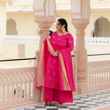 Fuchsia Pink Chinon Kurta