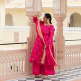 Fuchsia Pink Chinon Kurta