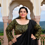 Gold On Black Sequin Blouse