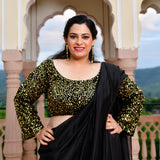 Gold On Black Sequin Blouse