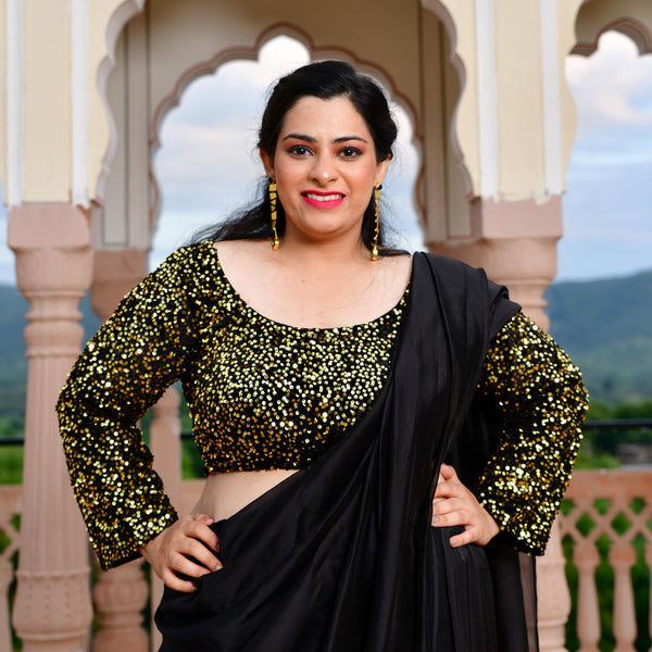 Gold On Black Sequin Blouse