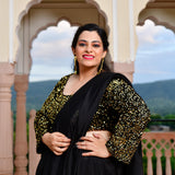 Gold On Black Sequin Blouse